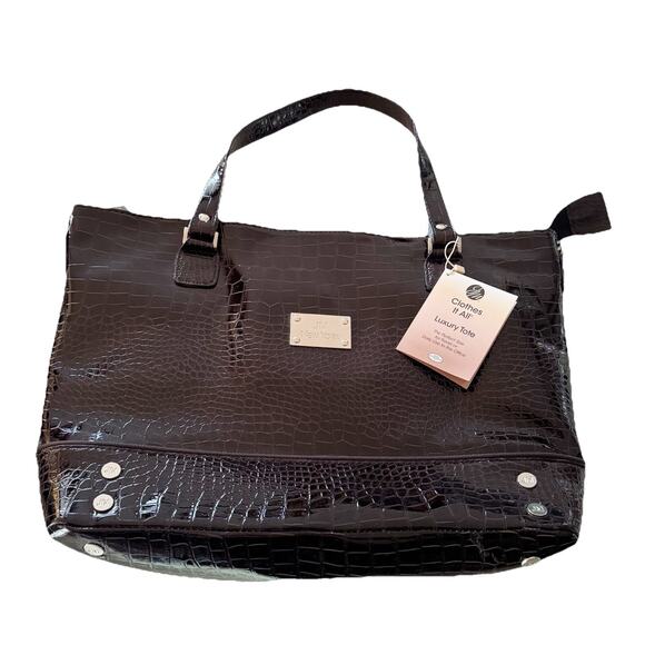 JM New York Handbags - JM New York Luxury Tote Dark Brown Croc Pattern Lap Top Safe Large 16x12x5.5 New